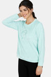 Zivame Velveteen Velour Knit Sweat-Shirt - Green — thumbnail 2